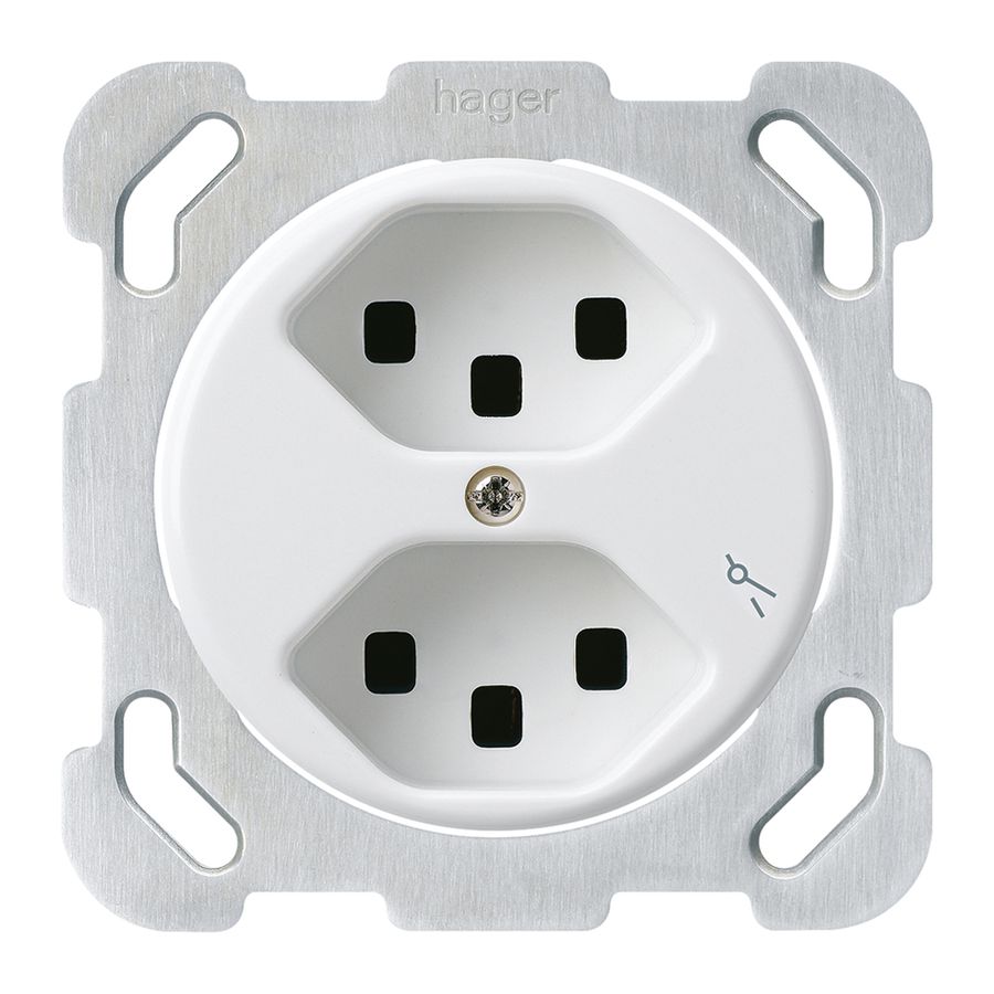 Prise ENC Hager basico 2×type 23 1×S B blanc