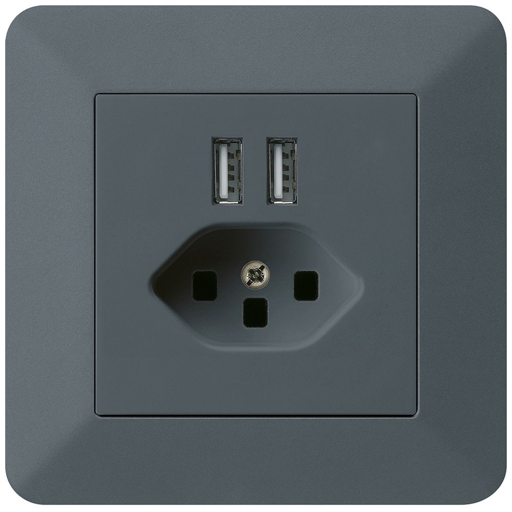Prise ENC 2×USB & T23 kallysto.trend 2400mA anthracite