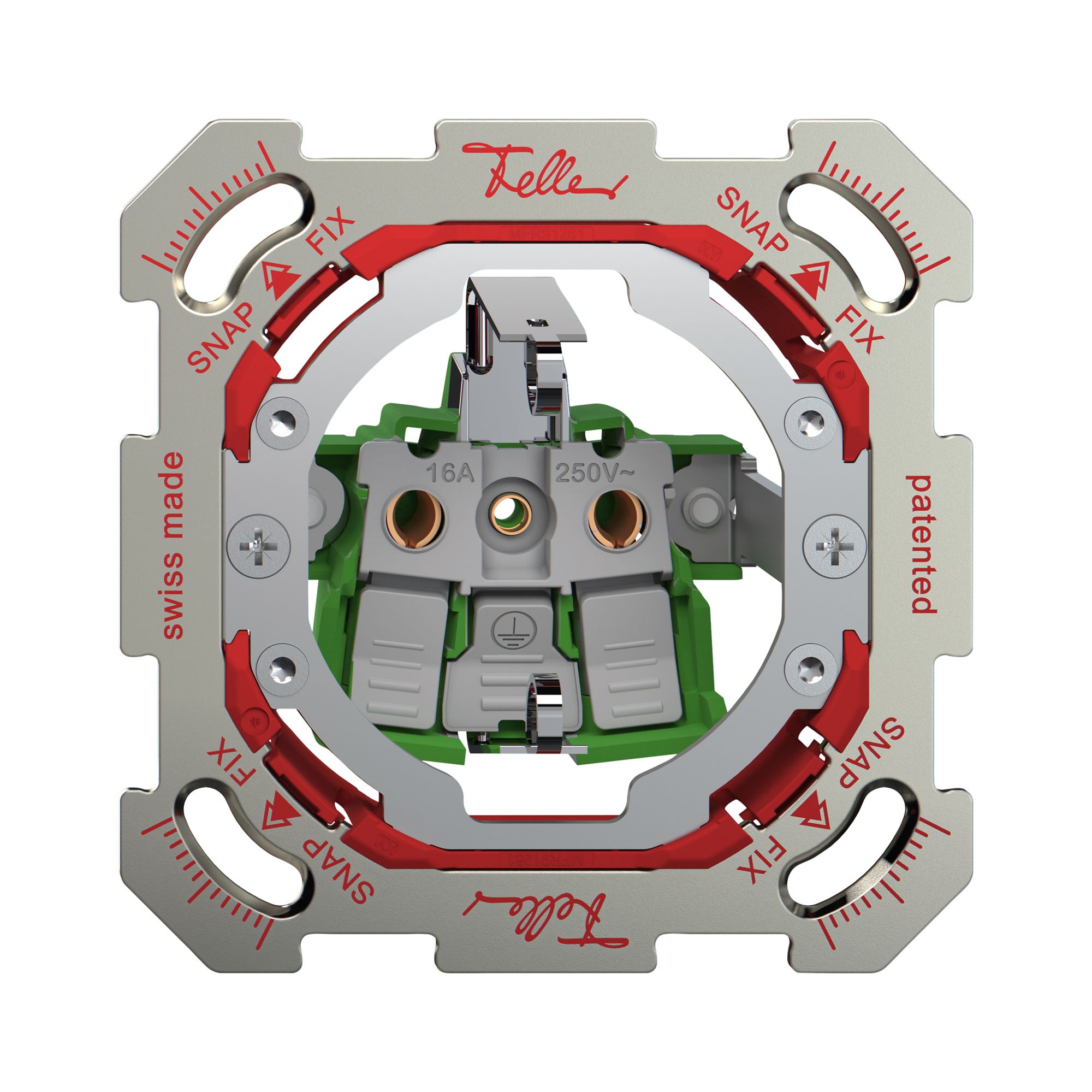 UP-Steckdose EDIZIO.liv SNAPFIX® SCHUKO 16A 230V 77×77mm farblos