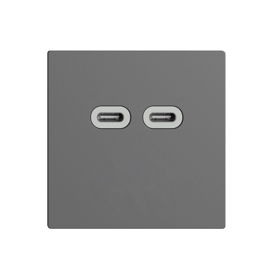 Steckdose USB 18W 2×Typ C Feller EDIZIOdue F 230V 3600mA dunkelgrau