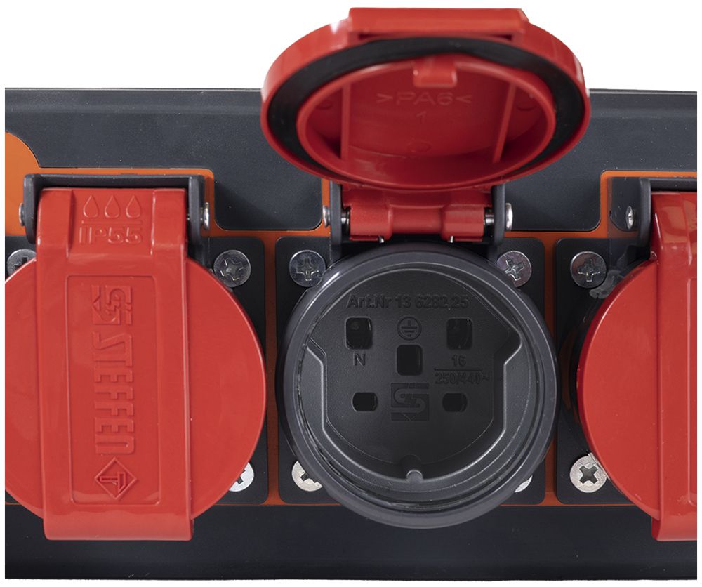 Steckdosenleiste Steffen PROFESSIONAL 6×T25 5m schwarz