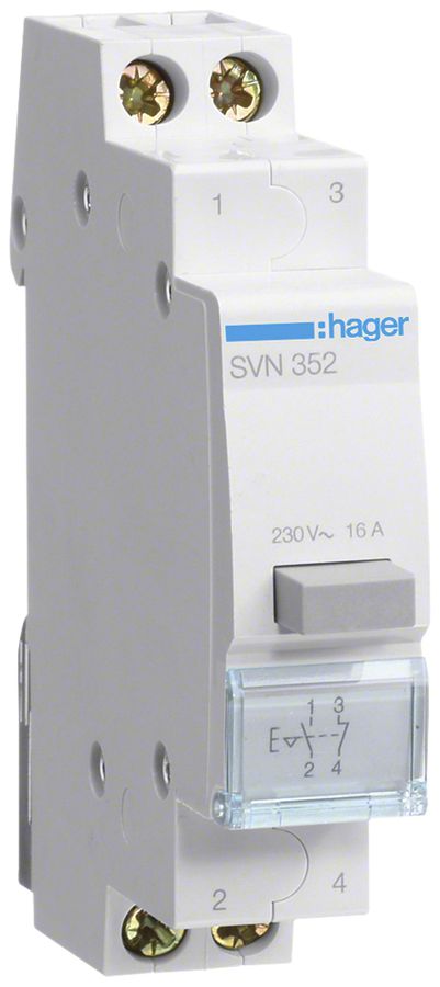 REG-Druckschalter Hager 16A 230V 1 Schliesser 1 Öffner 1 Wechsler