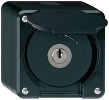 Contatto rotativo chiave AP robusto IP55 nero con coperchio 1P