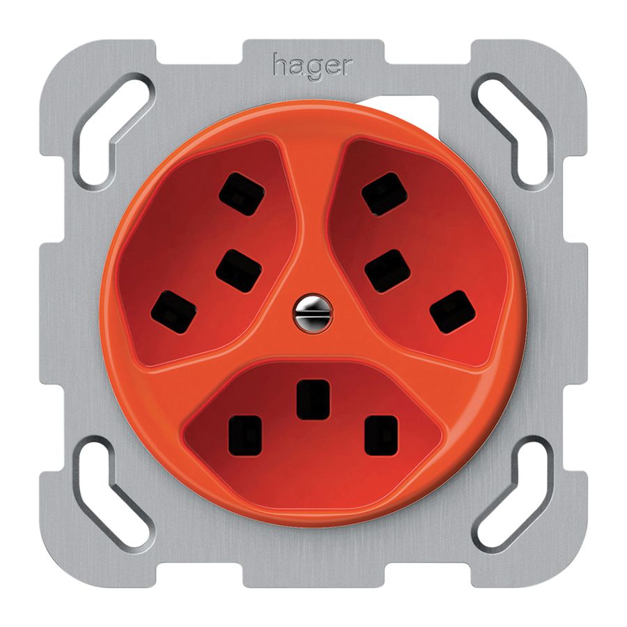 UP-Steckdose origin 3×Typ 23 16A 230V 77×77mm orange