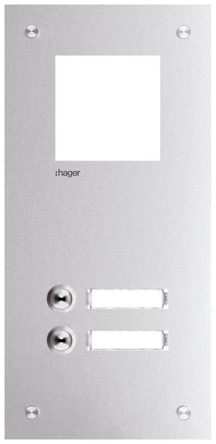 Plaque frontale Hager intercom mono 2× 150×315×32mm acier affiné