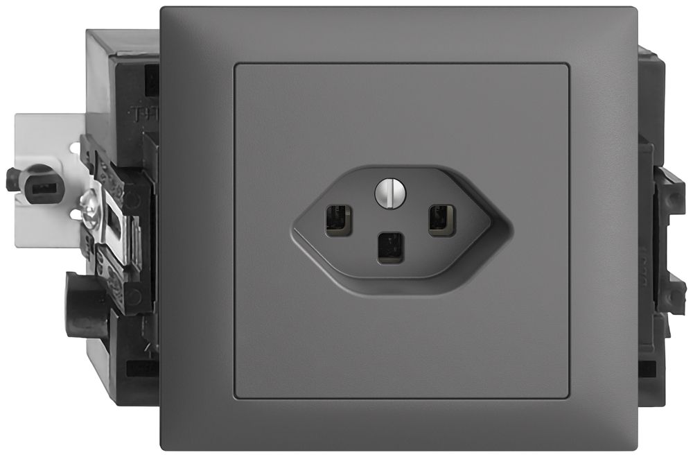 EB-Steckdose EDIZIOdue T23 16A 53mm dunkelgrau, mit Steckklemmen