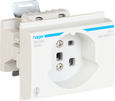 Prise INC Hager type 25 pour montage DIN avec bornes à vis gris