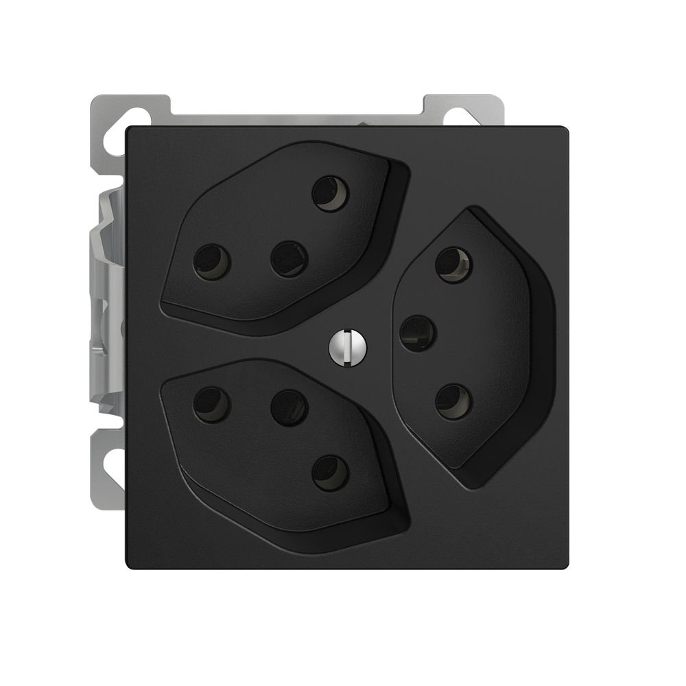 AP-Steckdose EDIZIOdue 3×T13 Kombi-Einsatz schwarz