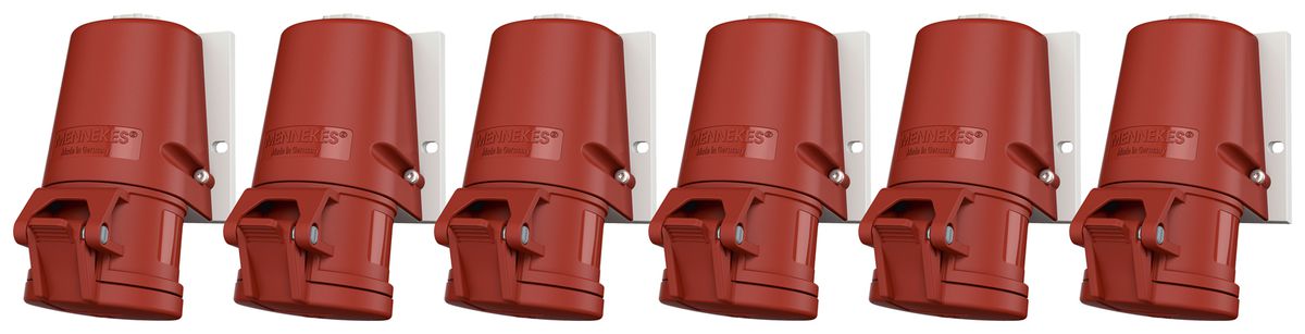 AP-Steckdose-Set CEE Mennekes 3LNPE 16A rot 6 Stück