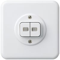 UP-Frontset basico weiss mit 2 Linsen Doppeldruckknopf86×86