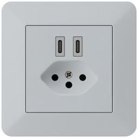 Prise de charge USB ENC Hager kallysto.trend C-C 20W+T13 5V 94×94mm gris