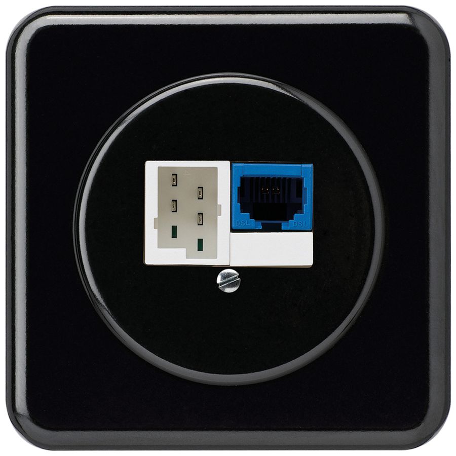 UP-Einsatz DSL basico 1×RJ45/1×T+T schwarz