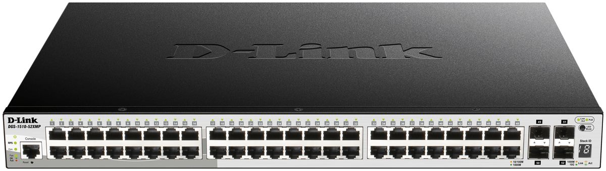Switch D-Link DGS-1510-52XMP/E, 52-port smart managed Layer2/3 Gigabit PoE+