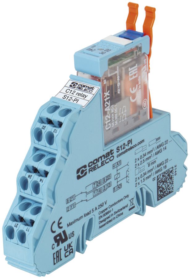 Interfacerelais ComatReleco C12-A21X+S12-PI, 230VAC, 2W AgNi+Au 5A, LED