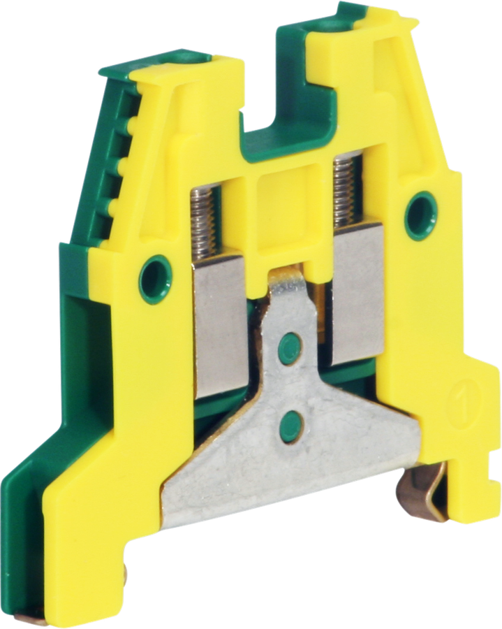 Borne de terre joignable Woertz 1.5…4mm² vis 2×1 rail DIN 35mm vert/jaune