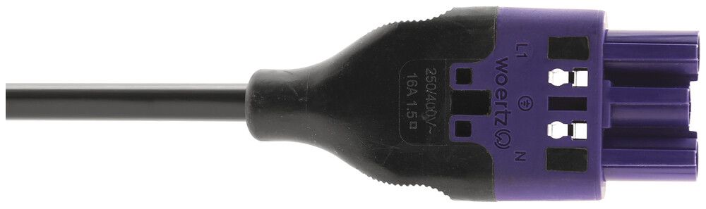 Anschlussleitung Woertz, Stecker 3L C1, 2m, halogenfrei, freies Ende, Cca