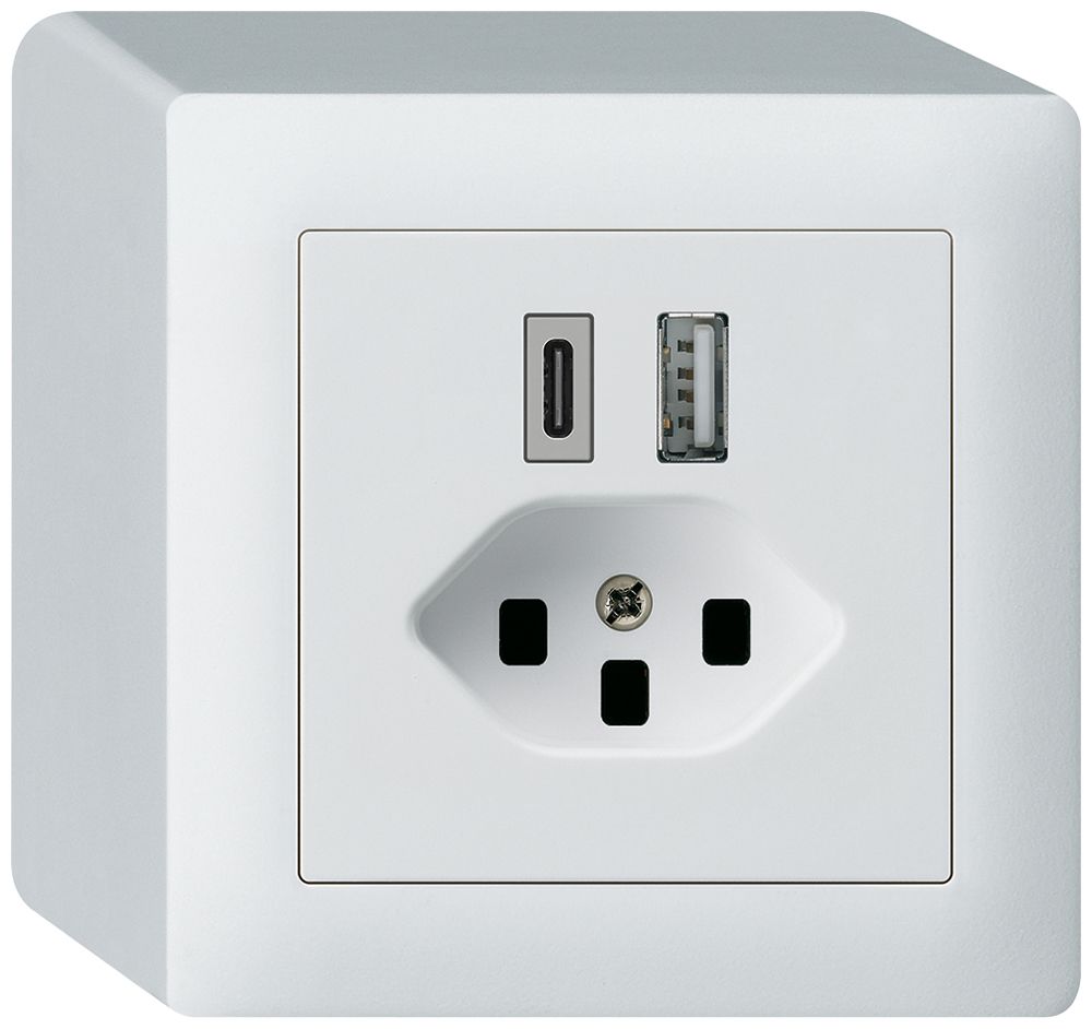 Prise de charge USB AP kallysto 18W PD 1×type A 1×type C T23 blanc