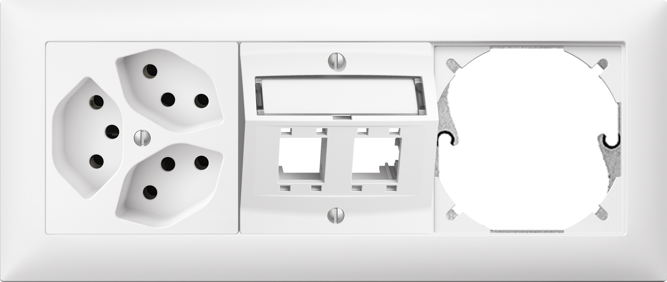 Combinazione INC Edue 1×3, 3xT13 + Kit m.p.2×RJ45 + Posto vuoto bi