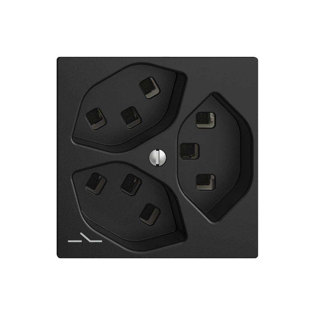 Steckdose 3×T23 Feller EDIZIOdue F, 1×getrennt, Steckklemmen, schwarz