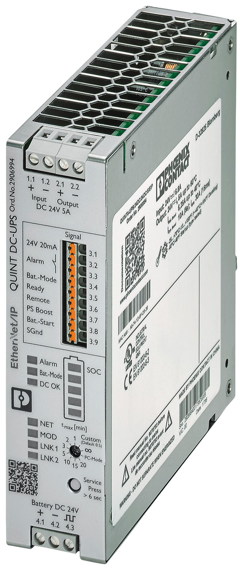 Impianto UPS PX QUINT4-UPS/24DC/24DC/5/EIP Modbus IN:24VDC OUT:24VDC/5 A