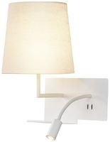 Wandleuchte SLV SOMNILA FLEX LEFT E27 40W mit LED-Leselicht 1.2W und USB weiss