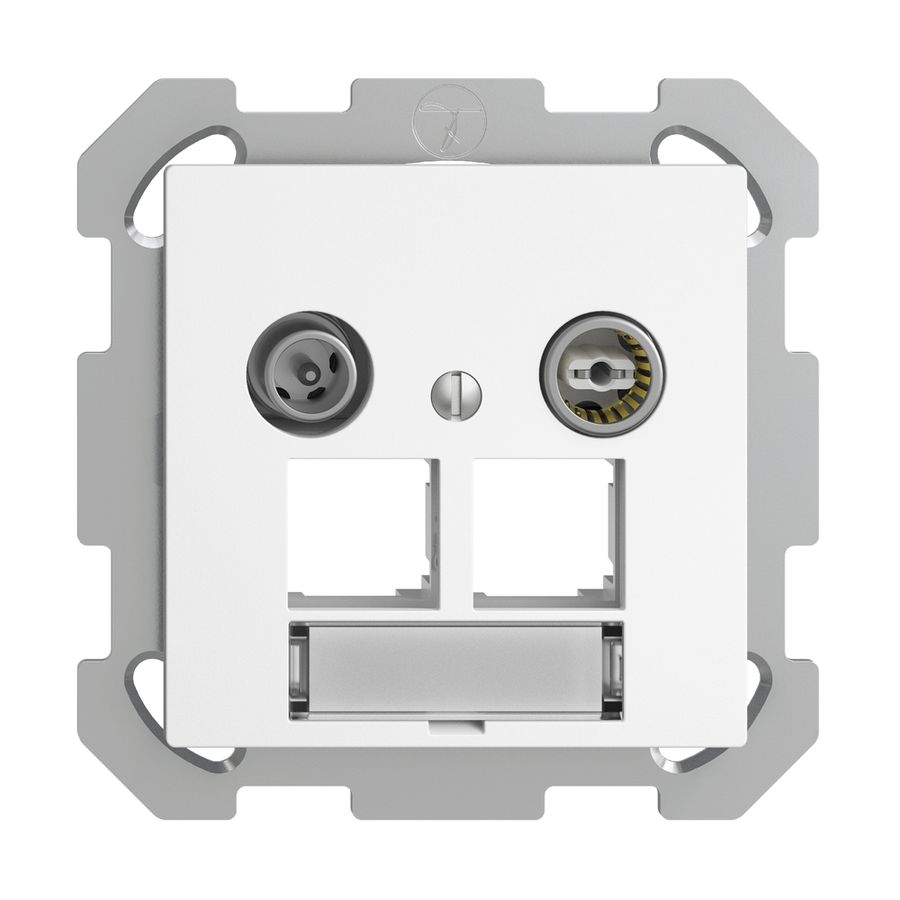 Prise multimédia ENC EDIZIOdue FM EASYNET 11dB, p.2×RJ45 S-One, blanc