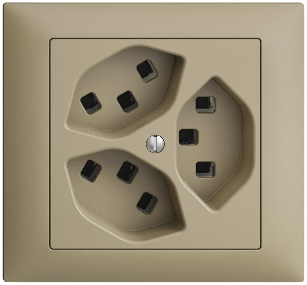 EB-Steckdose 3×T23 16A EDIZIOdue sand, mit Steckklemmen