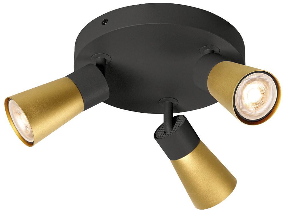 Spot SLV PURI 2.0 Cone CW GU10 3×6W REG Ø180×113mm nero/oro