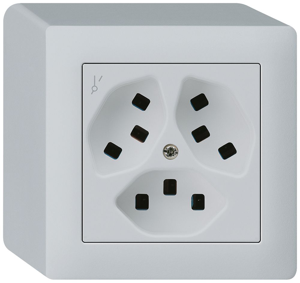 Prise AP Hager kallysto 3×T23 1×S Q gris clair