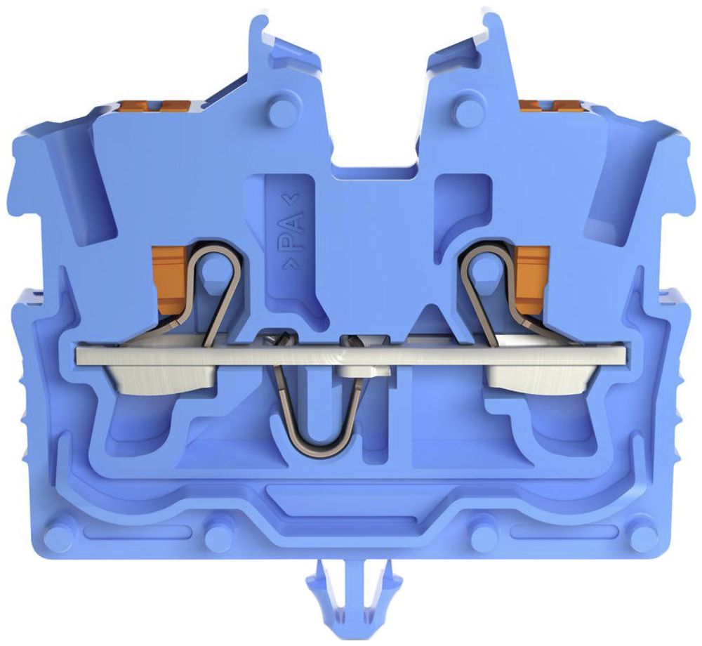 Borne de passage WAGO TopJob-S 2250 1mm² 2L 13.5A 500V a.pied de fixation bleu