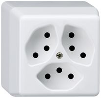 AP-Steckdose basico 3×Typ 13 weiss