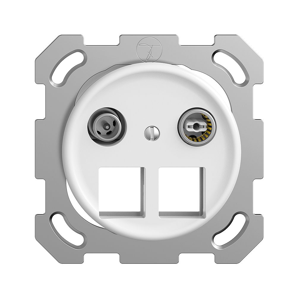 Multimediadose 4dB Sdue QM, Stichdose, f.2×RJ45 Keystone, Frontscheibe Ø60mm, ws