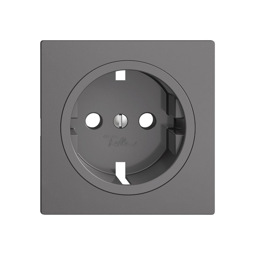 Frontset Feller EDIZIOdue für Schuko-Steckdose 60×60mm dunkelgrau