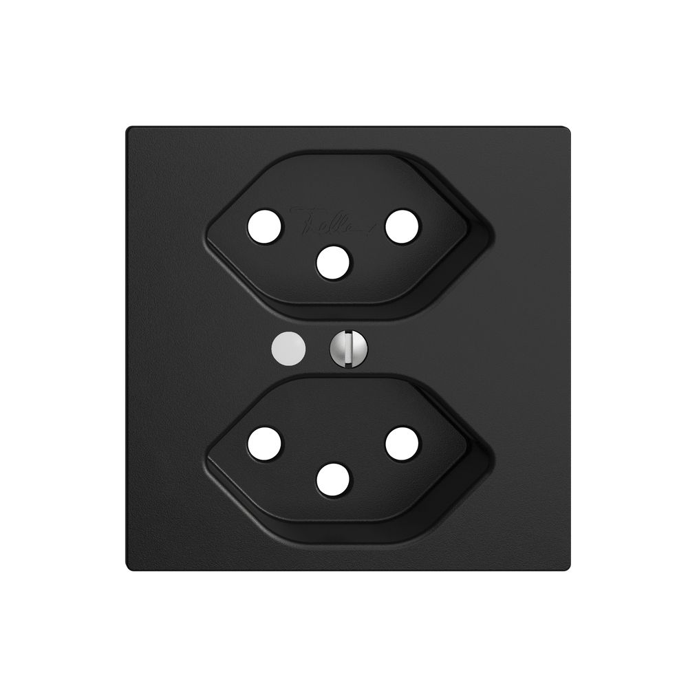 Frontset EDIZIOdue schwarz, 60×60mm 2×T13 mit Linse