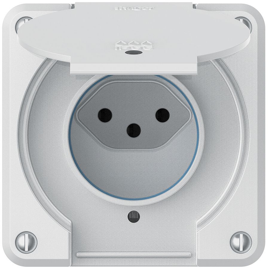 Steckdose robusto 1×Typ 13 beleuchtet IP55 weiss