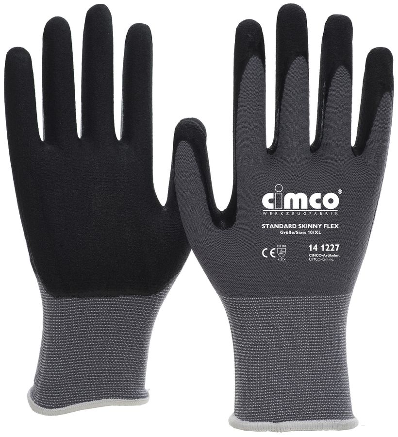 Arbeitshandschuhe CIMCO Standard Skinny Flex Grösse 8/M schwarz/grau