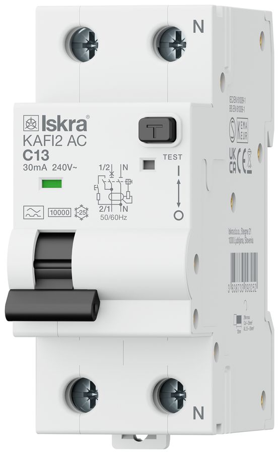 Fehlerstrom-/Leitungsschutzschalter ISKRA KAFI2 2P Charakt.C 13A 0.03A Typ A 2TE