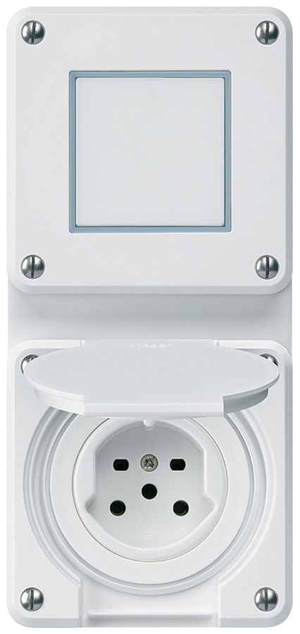 Combi INC 2×1 HA robusto sch3/tipo 15 c.morsetti a innesto c.coperchio bianco