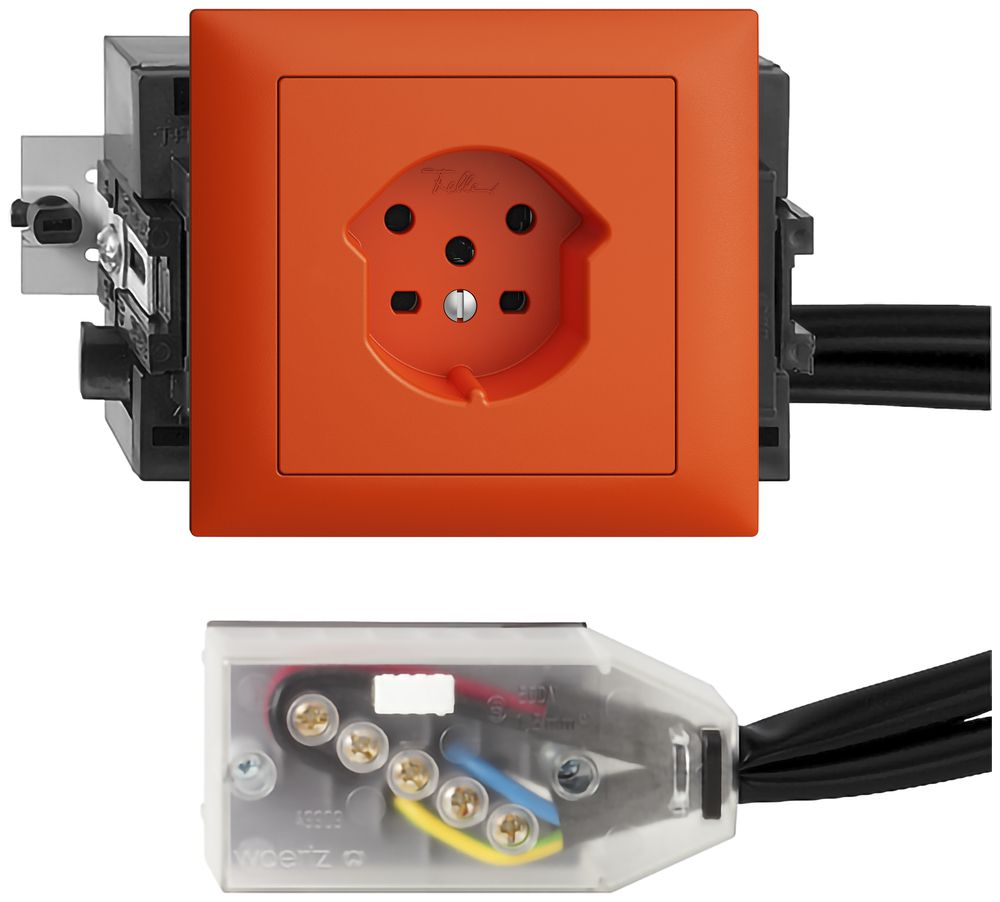 Prise INC EDIZIOdue T15 orange 49…69mm pour câble plat Technofil