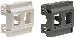 Frontplatte 2×RJ45, schwarz, 45×45mm mit Bezeichnungsschild