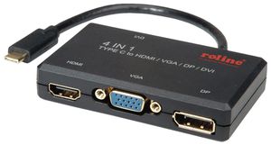 Display-Adapter ROLINE USB-C (USB 3.2 Gen2) → DP/DVI/HDMI/VGA 4K@60Hz
