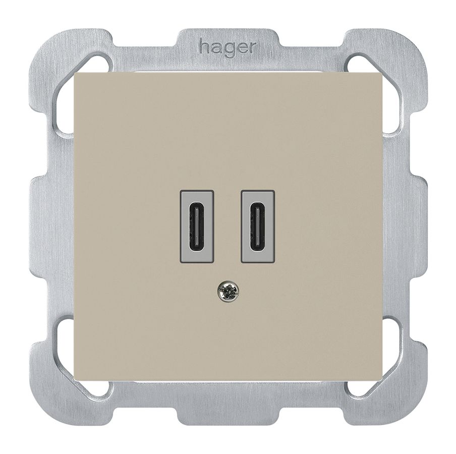 Prise de charge USB ENC Hager kallysto C-C 20W 5V 77×77mm beige