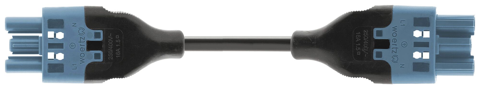 Câble de connexion Woertz 49343/C5 3×1.5mm² 250V 16A 3m bl prise-fiche Cca