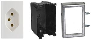 FLF-Steckdose FH 1×T13, zur Montage auf Mediablech m.Montagerahmen&Einlasskasten