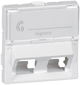 Frontplatte MOS Keystone 2×RJ45 45° weiss