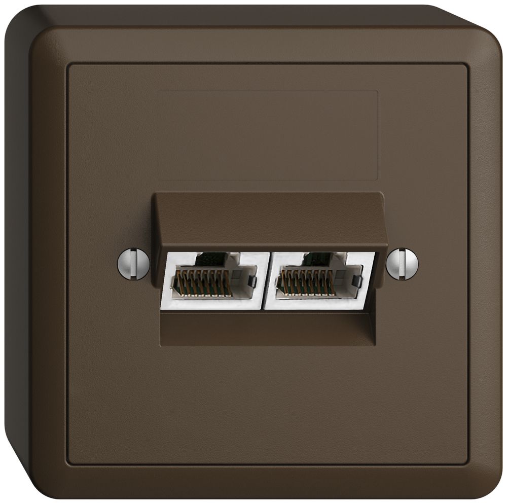 Presa AP 2×RJ45/s 8P sep.EDIZIOdue coffee ITplus