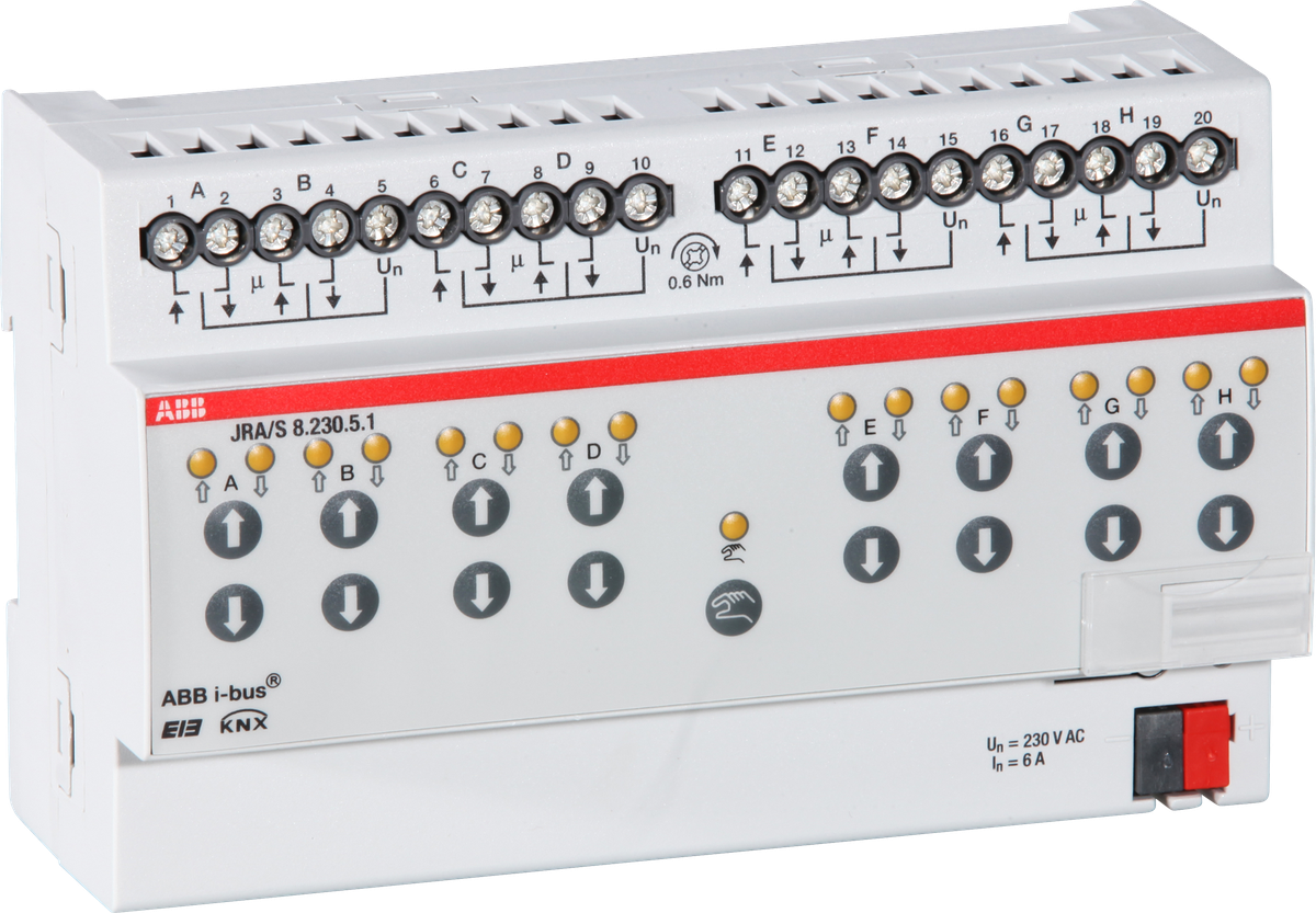 Actionneur de jalousie KNX AMD 8-fois 6A 230VAC, manuel