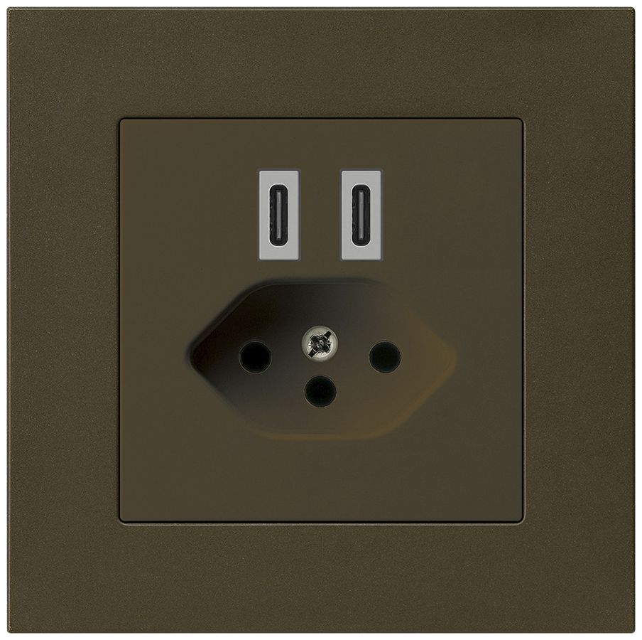 Prise de charge USB ENC Hager kallysto.pro C-C 20W+T13 5V 94×94mm brun