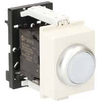 Poussoir lumineux AMD K&N, 230VAC, 1F/1O 6A, 2UM, calotte blanc