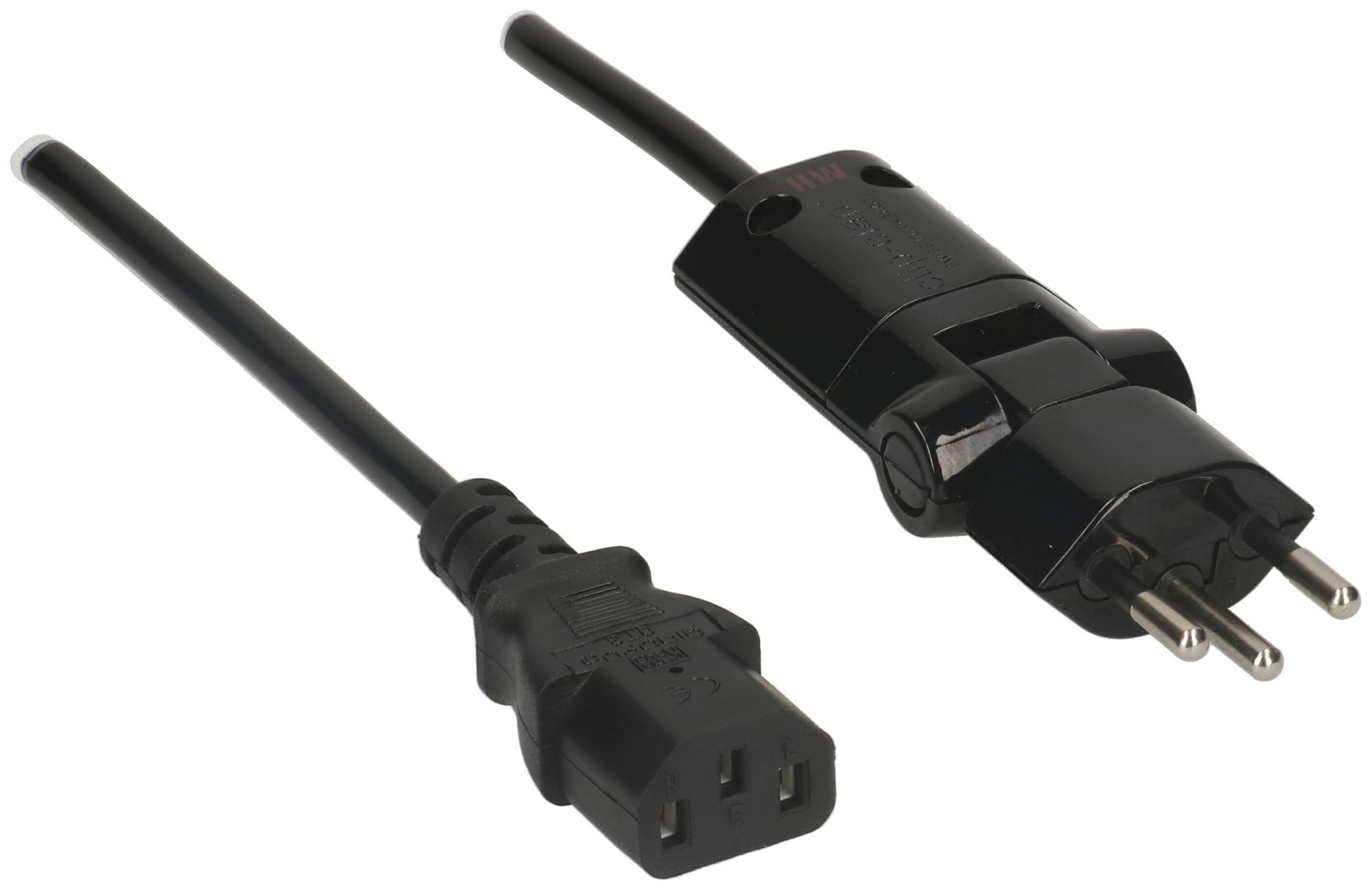 Apparatekabel MAX HAURI T12/C13 Clip-Clap Td 3×0.75mm² 2m schwarz